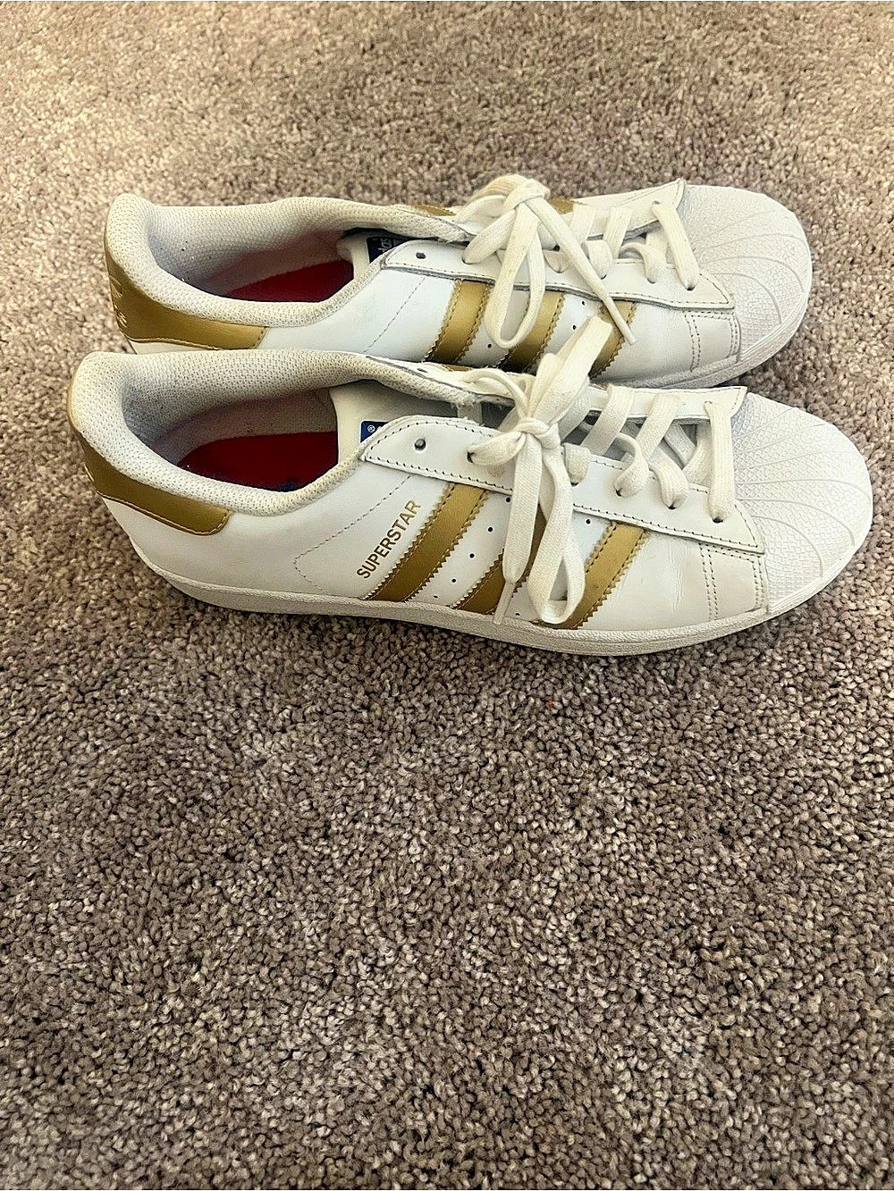 adidas Superstar White & Gold US 8.5 Sneakers